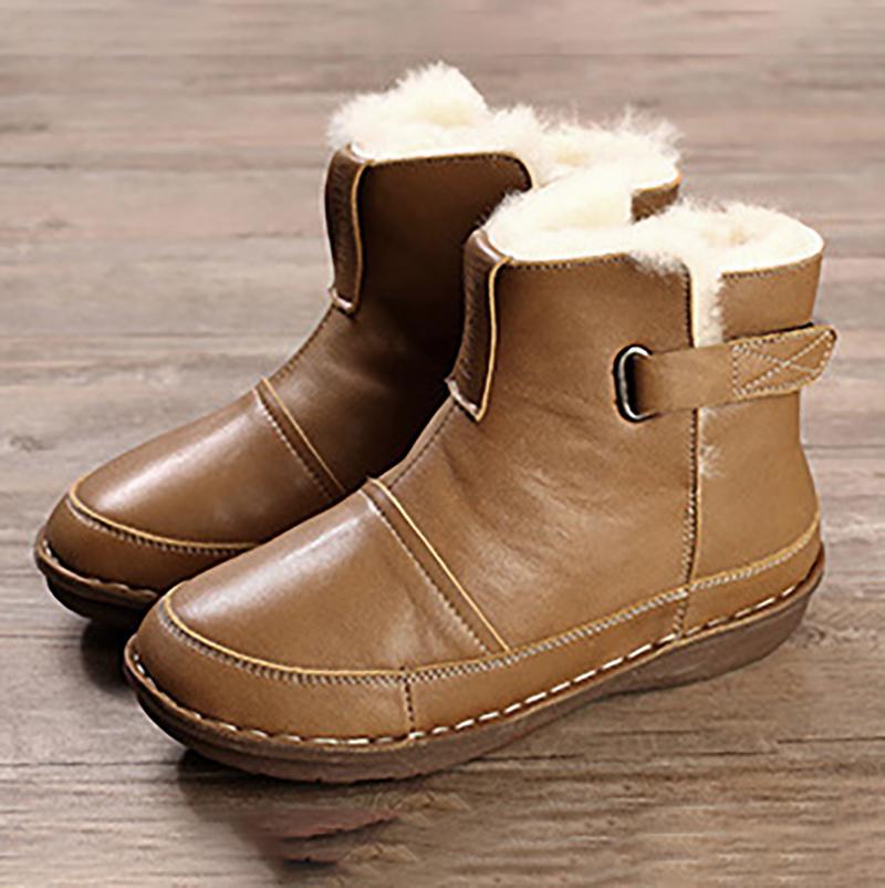 Winter Wool Flat Heel Women Soft  Boots