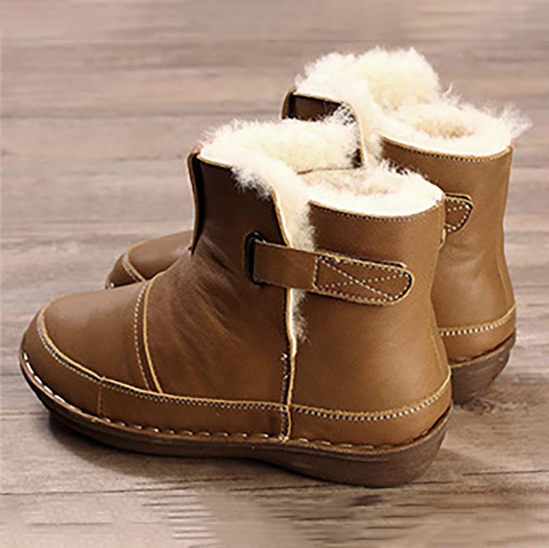 Winter Wool Flat Heel Women Soft  Boots