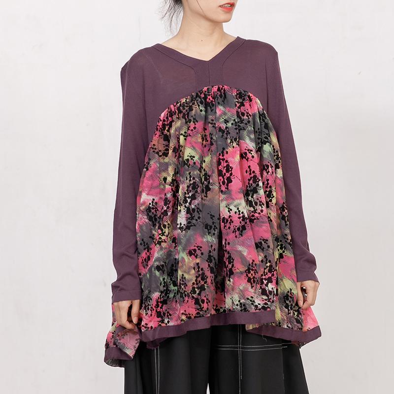 Women Autumn V Neck Long Sleeve Printed Sweater