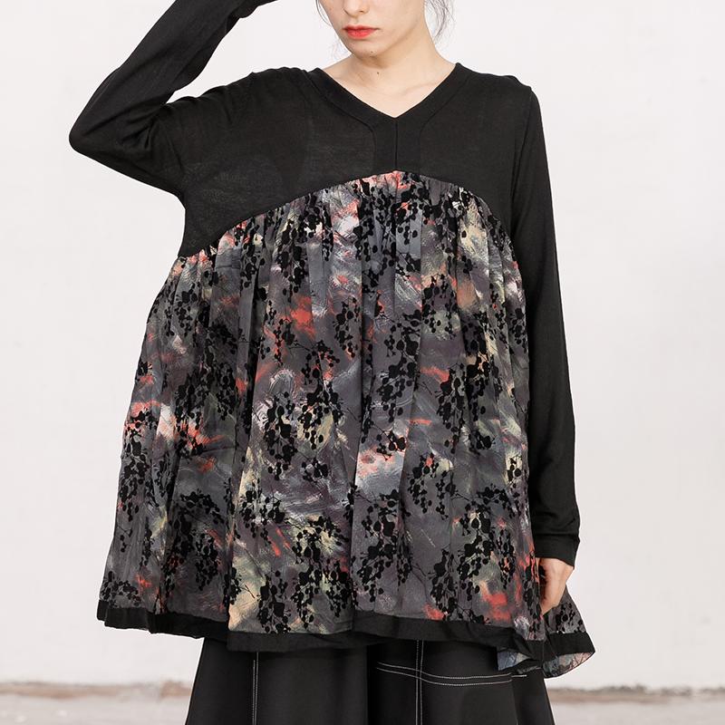 Women Autumn V Neck Long Sleeve Printed Sweater