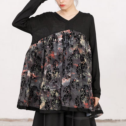 Women Autumn V Neck Long Sleeve Printed Sweater