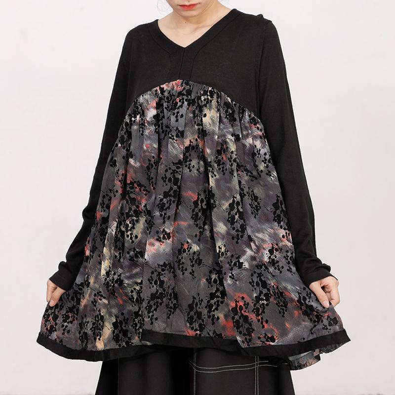 Women Autumn V Neck Long Sleeve Printed Sweater