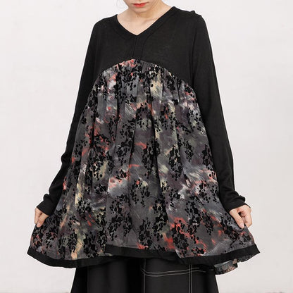 Women Autumn V Neck Long Sleeve Printed Sweater