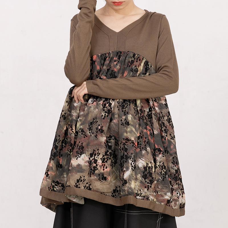 Women Autumn V Neck Long Sleeve Printed Sweater