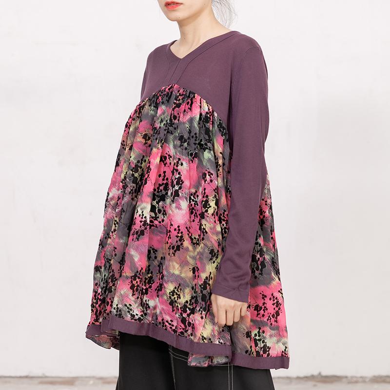 Women Autumn V Neck Long Sleeve Printed Sweater