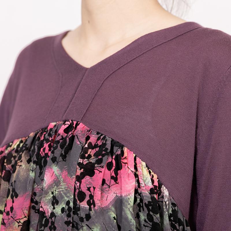 Women Autumn V Neck Long Sleeve Printed Sweater