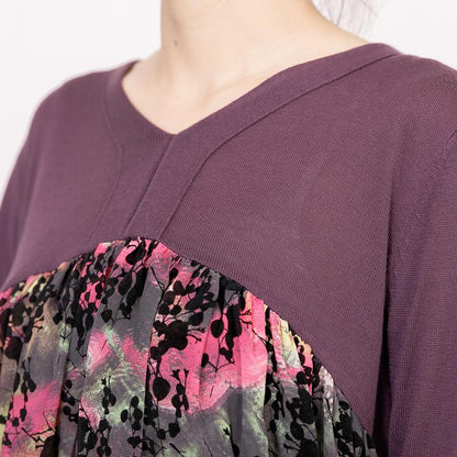 Women Autumn V Neck Long Sleeve Printed Sweater