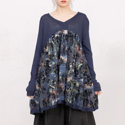 Women Autumn V Neck Long Sleeve Printed Sweater