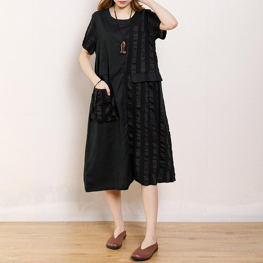Round Neck Casual Patchwork Summer Dress