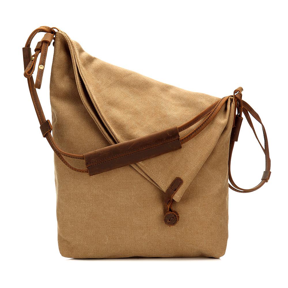 Women Canvas And Leather Crossbody Bag