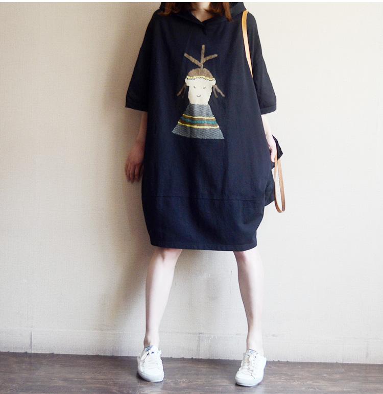 Women Casual Fashion Cartoon Hoodie Dress