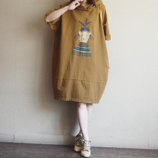 Women Casual Fashion Cartoon Hoodie Dress