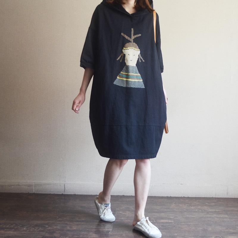 Women Casual Fashion Cartoon Hoodie Dress