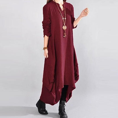 Women Casual Loose Cotton Autumn Dress