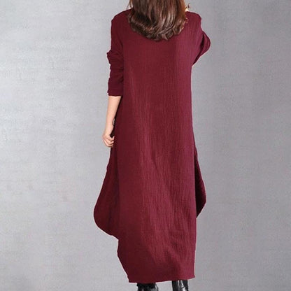 Women Casual Loose Cotton Autumn Dress