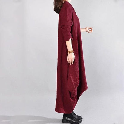 Women Casual Loose Cotton Autumn Dress