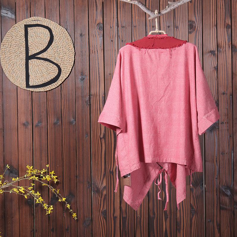 Women Casual V-Neck Print Cardigan Drawstring Coat