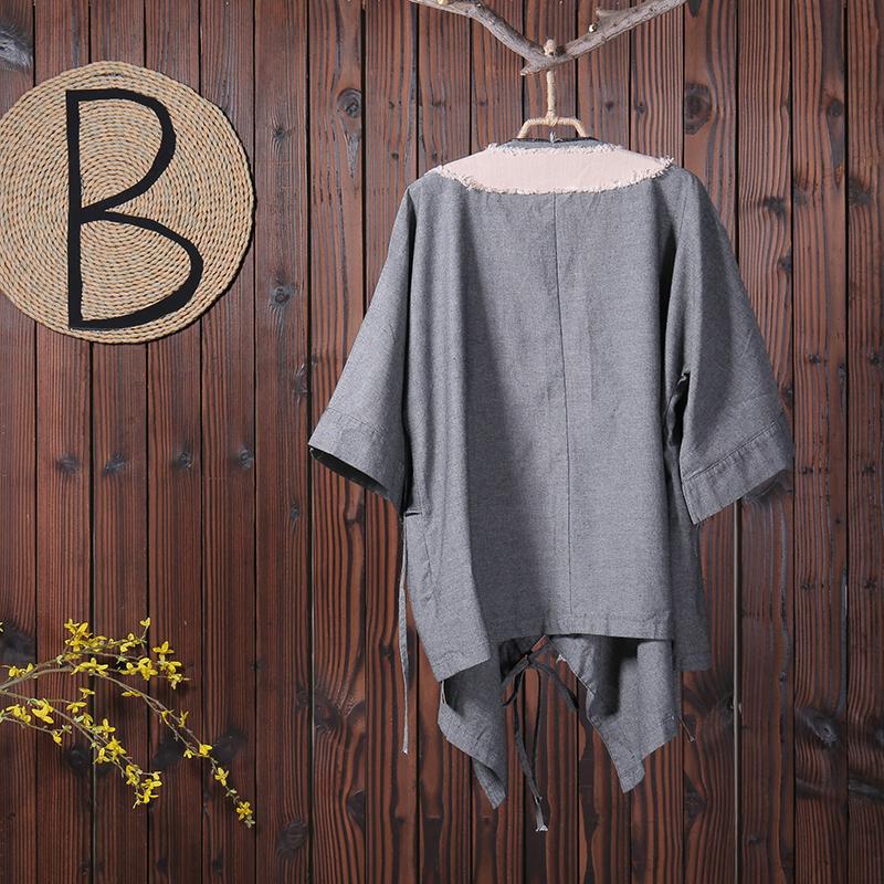 Women Casual V-Neck Print Cardigan Drawstring Coat