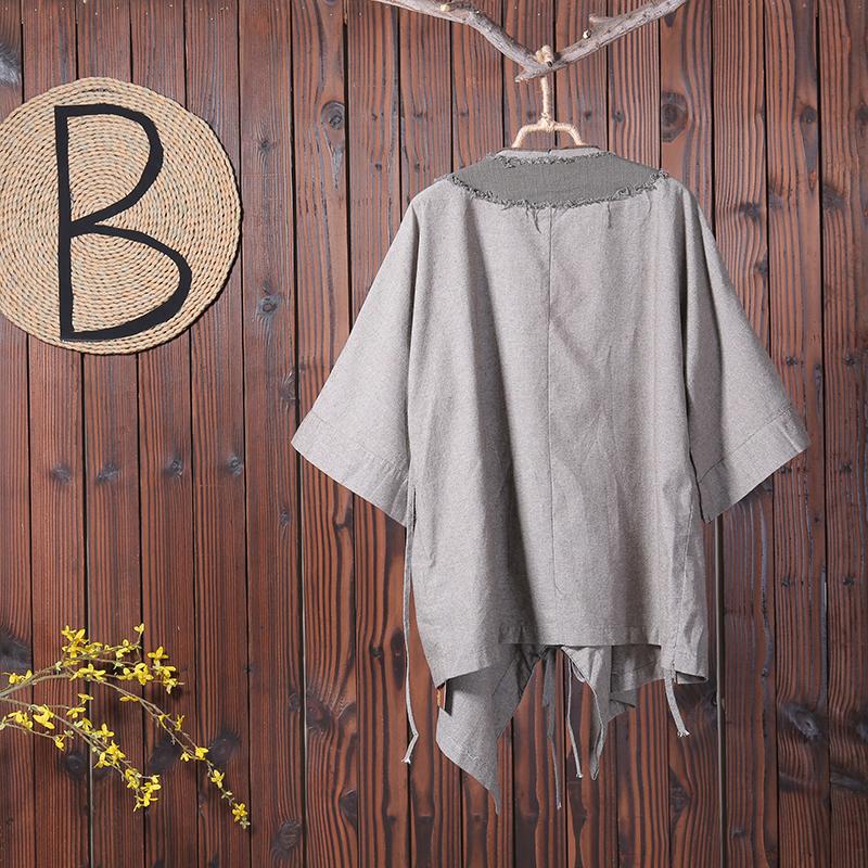 Women Casual V-Neck Print Cardigan Drawstring Coat