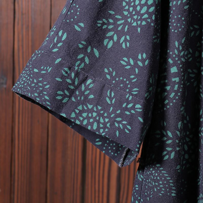 Women Casual V-Neck Print Cardigan Drawstring Coat