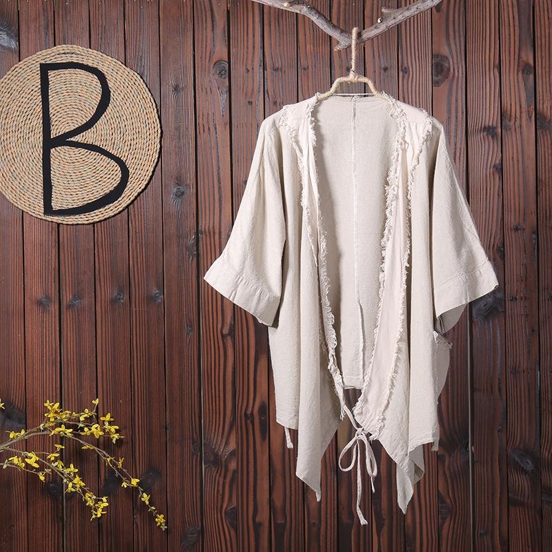 Women Casual V-Neck Print Cardigan Drawstring Coat