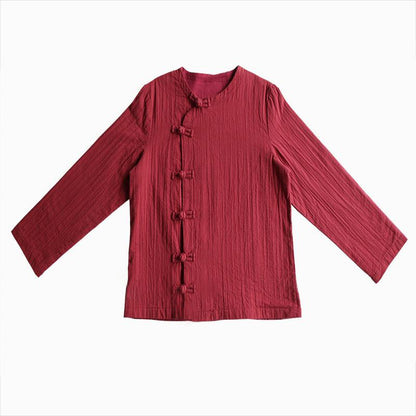 Women Chinese Style Cotton Frog Spring Coat Shirt