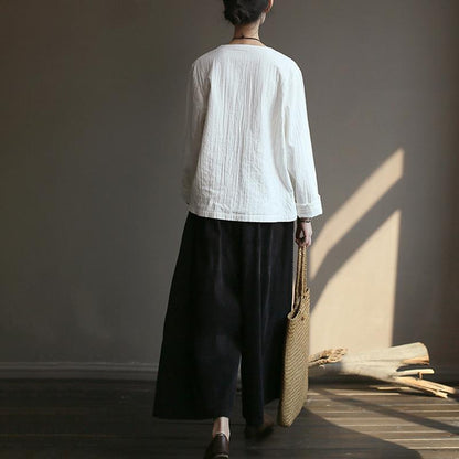 Women Chinese Style Cotton Frog Spring Coat Shirt