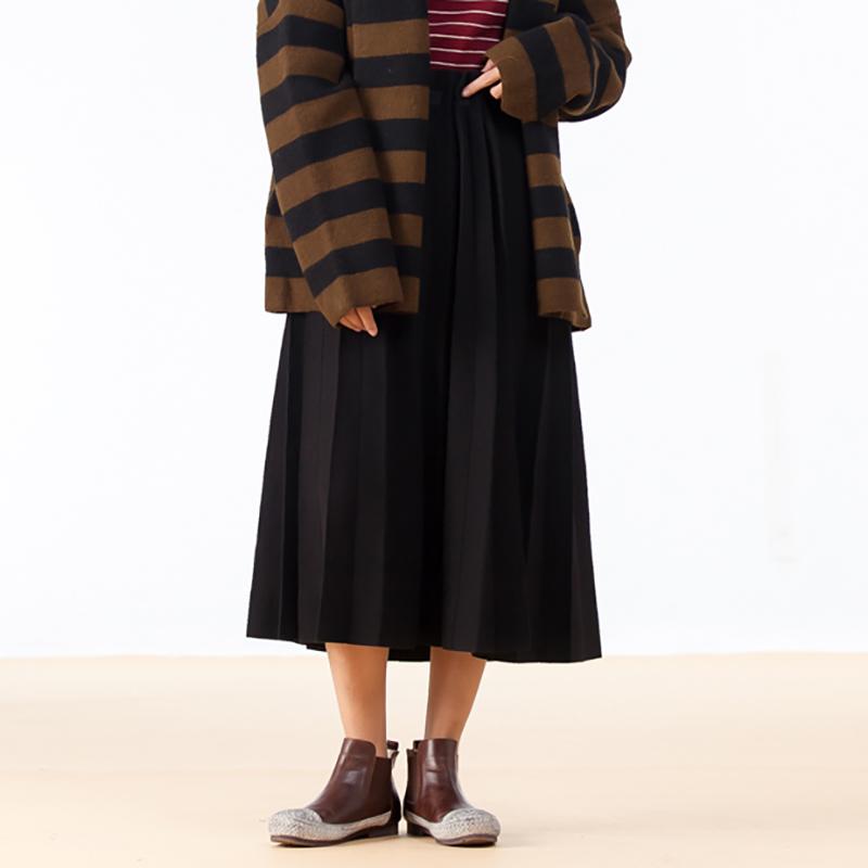 Turn-down Collar Women Coffee Stripe Cardigan