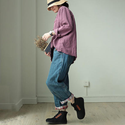 Women Deep Crotch Denim Jeans