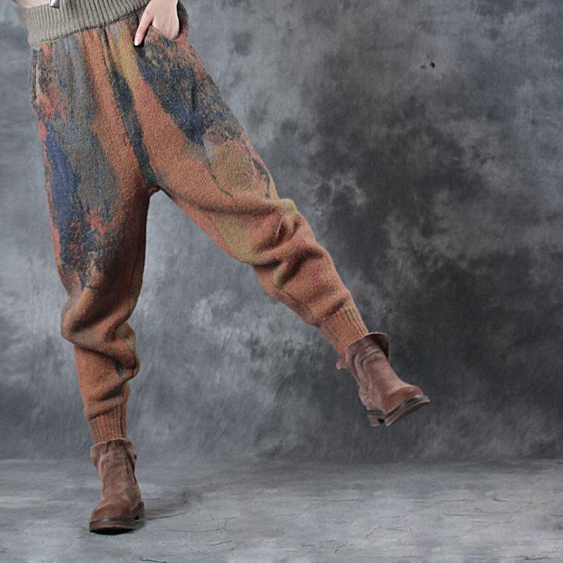 Women Elastic Waist Loose Winter Casual Pants