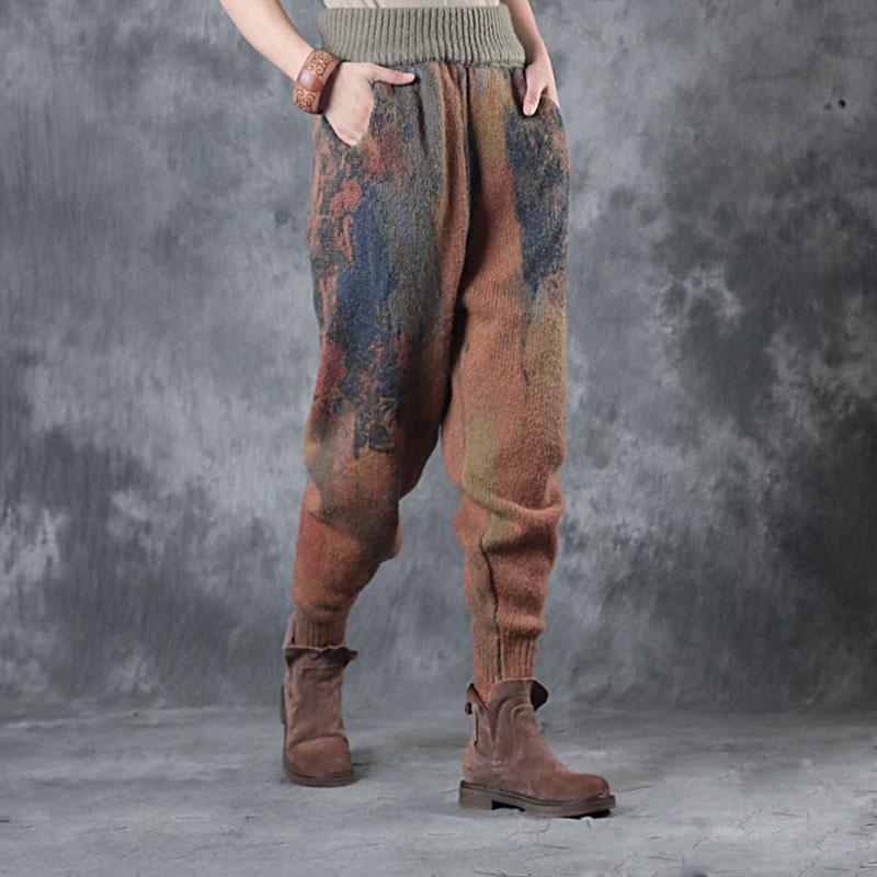Women Elastic Waist Loose Winter Casual Pants