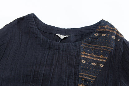 Women Floral Round Neck Black Casual Dress