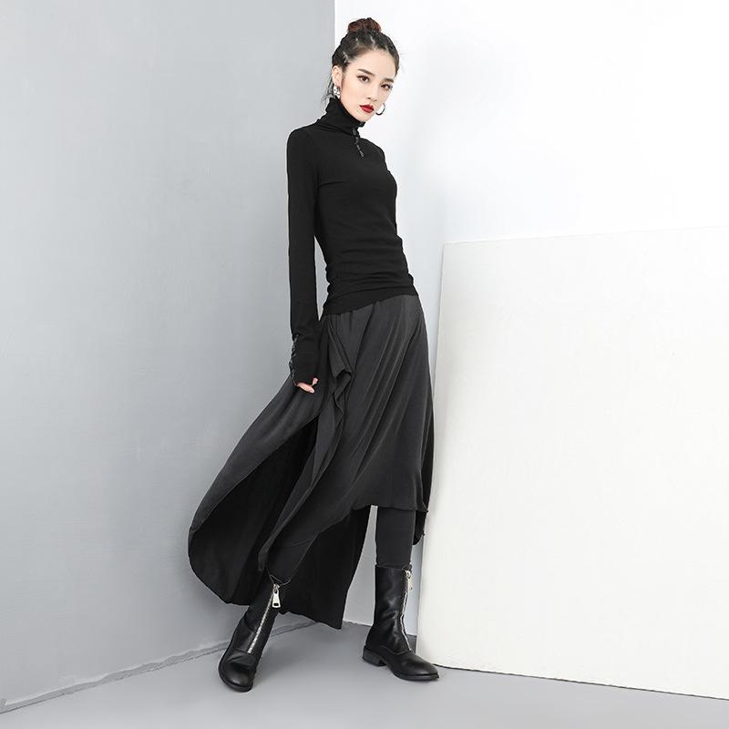 Women Gothic Fake Two Piece Skirt Pants