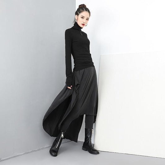 Women Gothic Fake Two Piece Skirt Pants