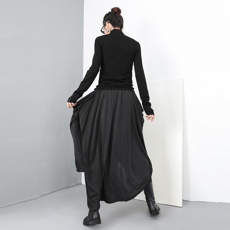 Women Gothic Fake Two Piece Skirt Pants