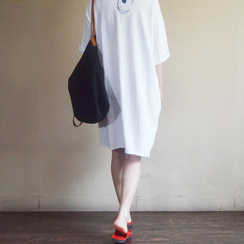 Women Half Sleeve Cartoon Mid-Long Top