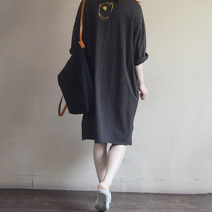 Women Half Sleeve Cartoon Mid-Long Top