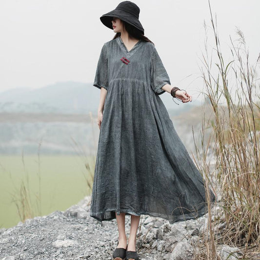 Women Half Sleeve Fashion Loose Dress