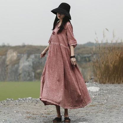 Women Half Sleeve Fashion Loose Dress
