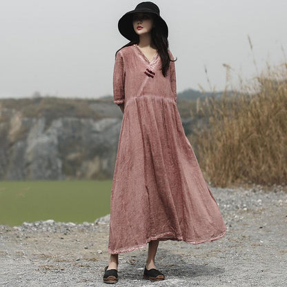 Women Half Sleeve Fashion Loose Dress