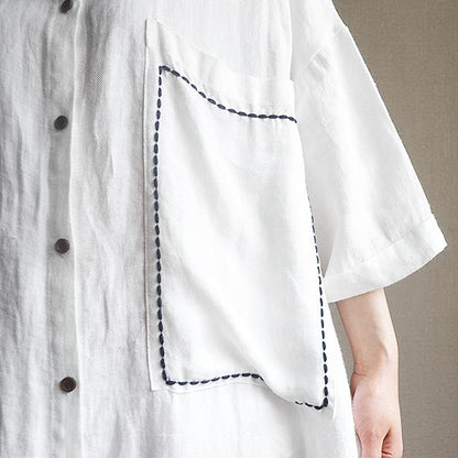Women Long Button-Down Shirt Casual Loose