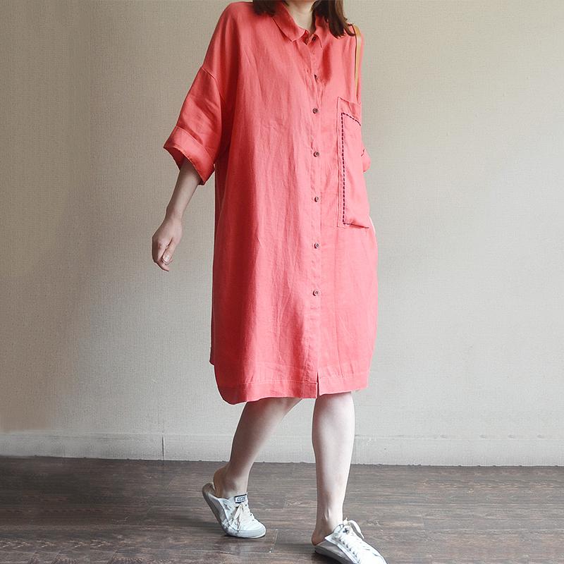 Women Long Button-Down Shirt Casual Loose