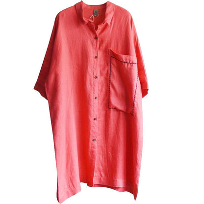 Women Long Button-Down Shirt Casual Loose