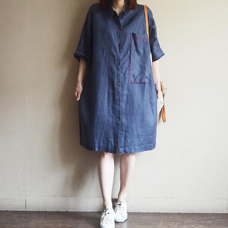 Women Long Button-Down Shirt Casual Loose