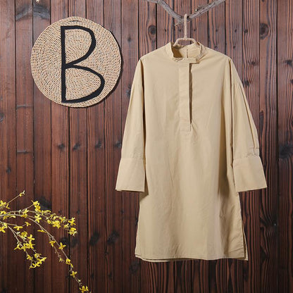 Women Long Sleeve Split Loose Solid Shirt Dress