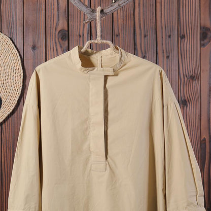 Women Long Sleeve Split Loose Solid Shirt Dress