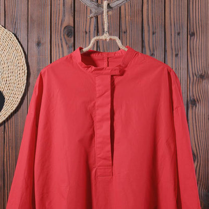 Women Long Sleeve Split Loose Solid Shirt Dress