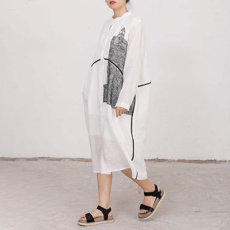 Women Long Sleeves Embroidery Loose Dress