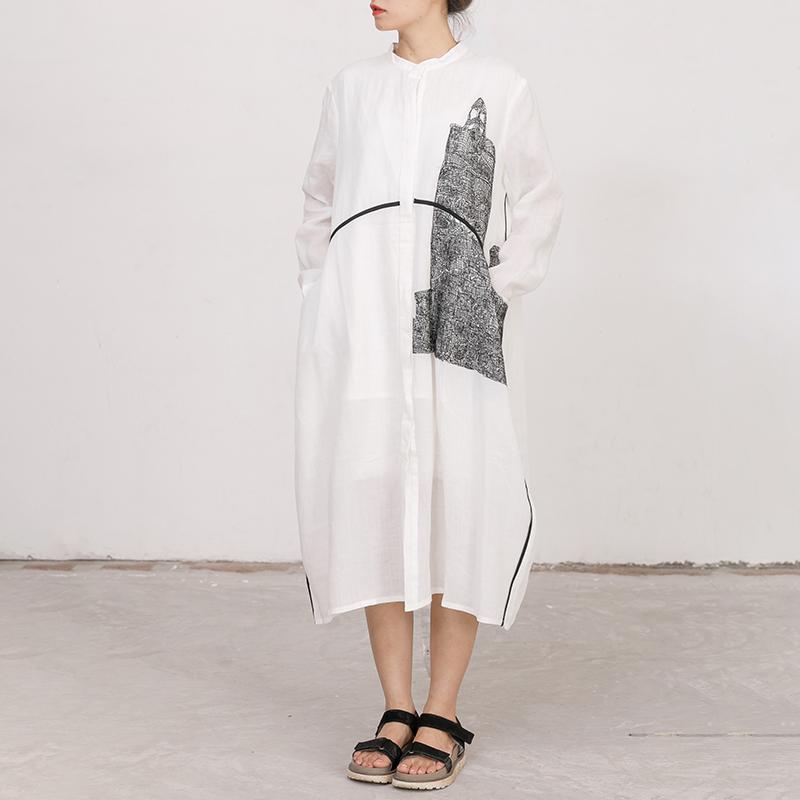 Women Long Sleeves Embroidery Loose Dress