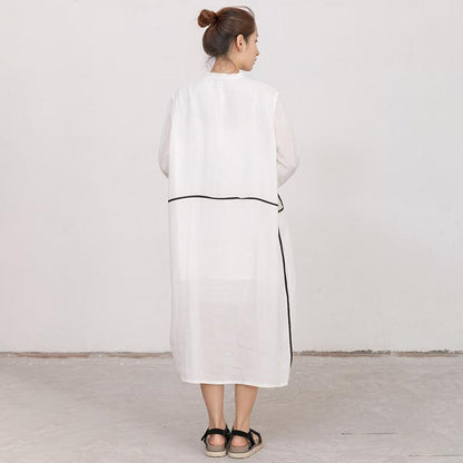 Women Long Sleeves Embroidery Loose Dress